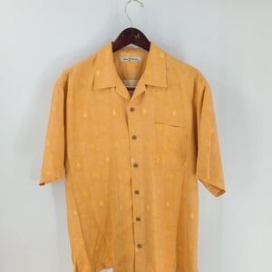 Tommy Bahama Pass Line Risk Rewards Cards & Dice Button-Up Camp Shirt Yellow M